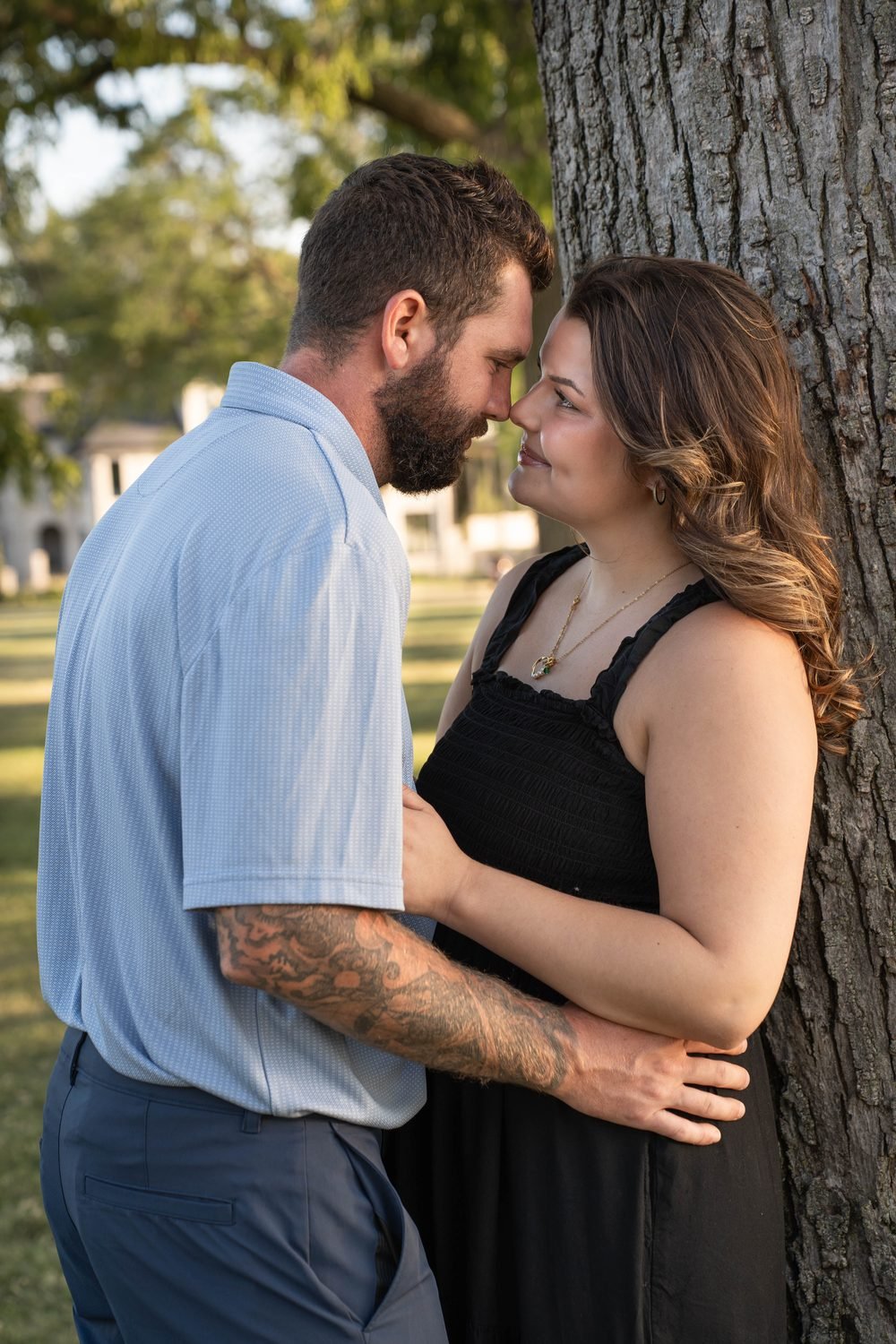 Couple photographed under a tree near Fort Malden in Amherstburg, Ontario