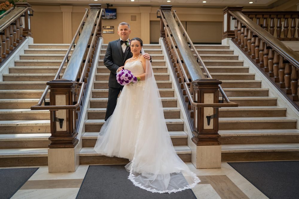 Wedding on the grand staircase at the Giovanni Caboto Club in Windsor