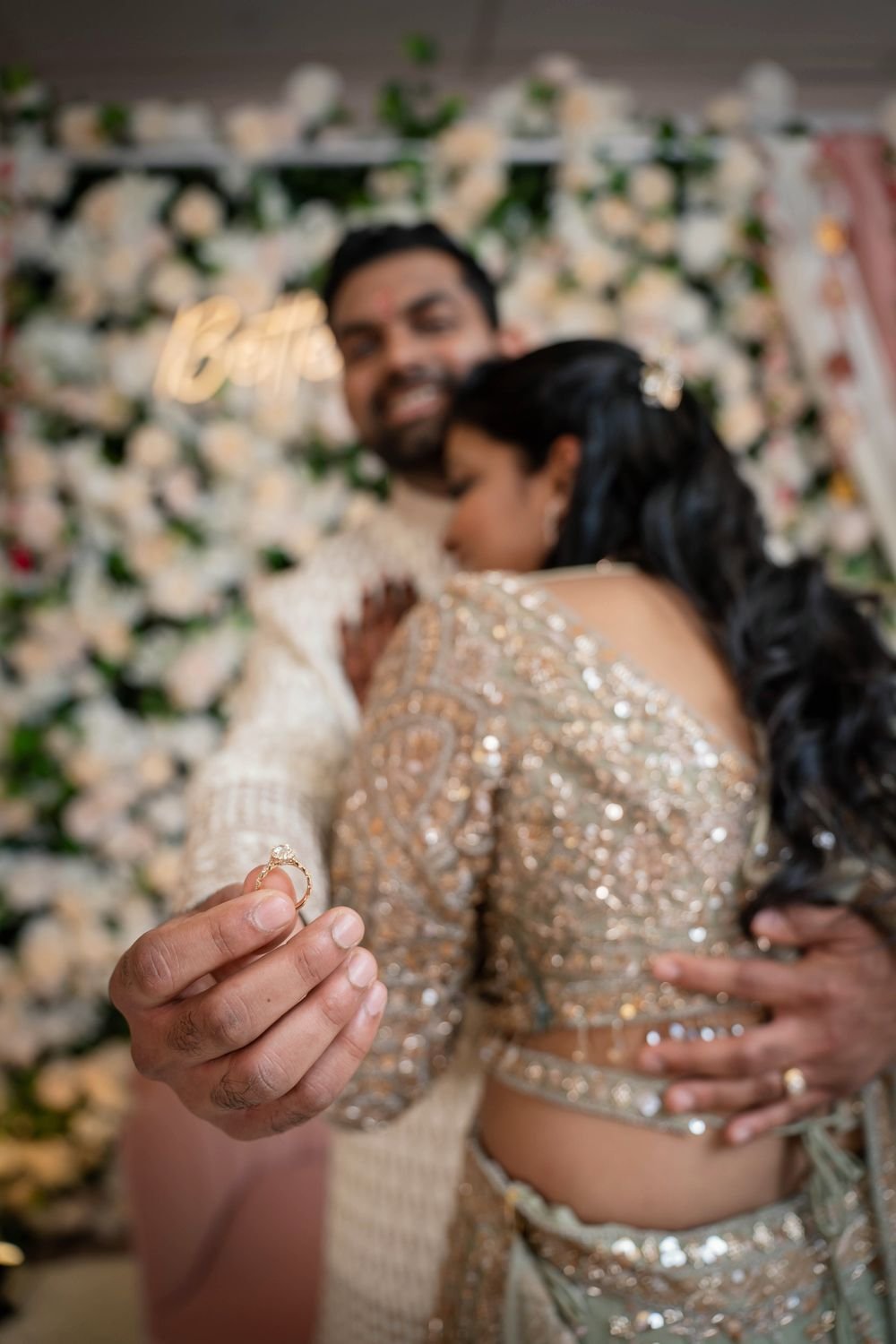 Henna and ring details at a South Asian engagement in Windsor
