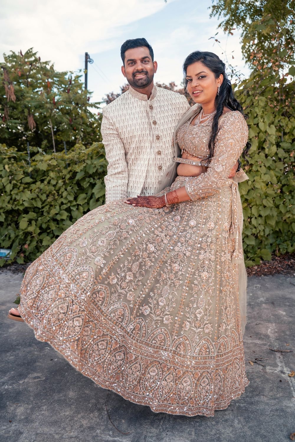 Bride in a traditional lehenga at an Indian wedding near Windsor Ontario